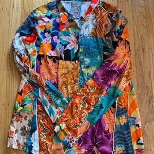 Johnny Was silk and spandex top.  Button down. Never worn..  size xs…. No tags